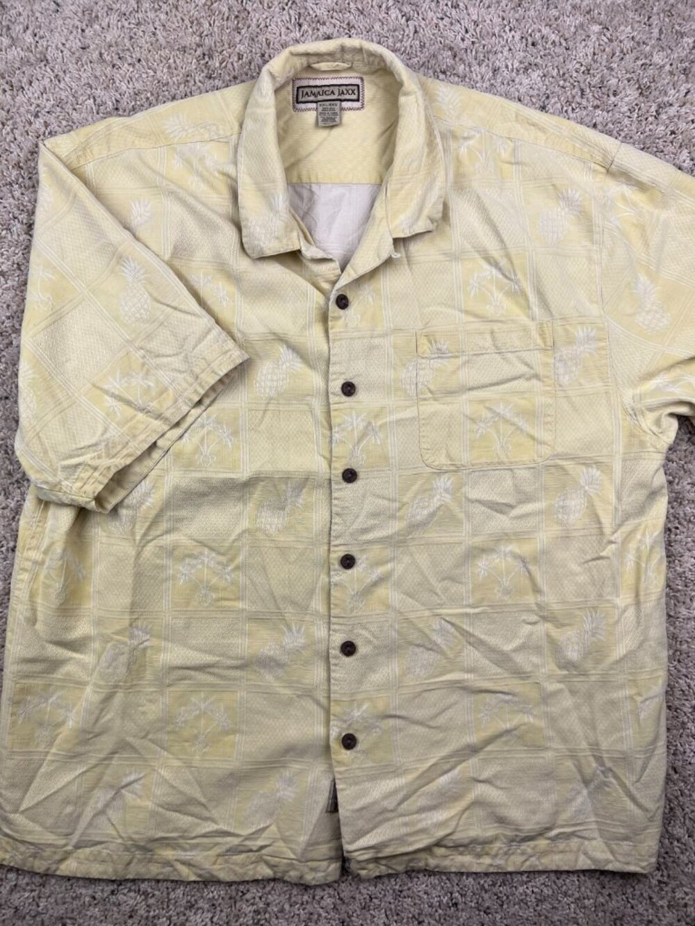 Jamaica Jax All Silk Shirt Men XXL Hawaiian Short Sleeve Beach Floral Palm Tree
